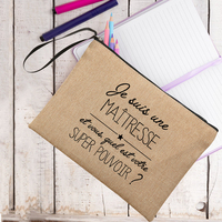 Dziękuję pani makijaż nauczyciel etui Merci Maîtresse nauczyciel worek do przechowywania kosmetyczka torebka woreczki z zamkiem prezent dla nauczycieli 2